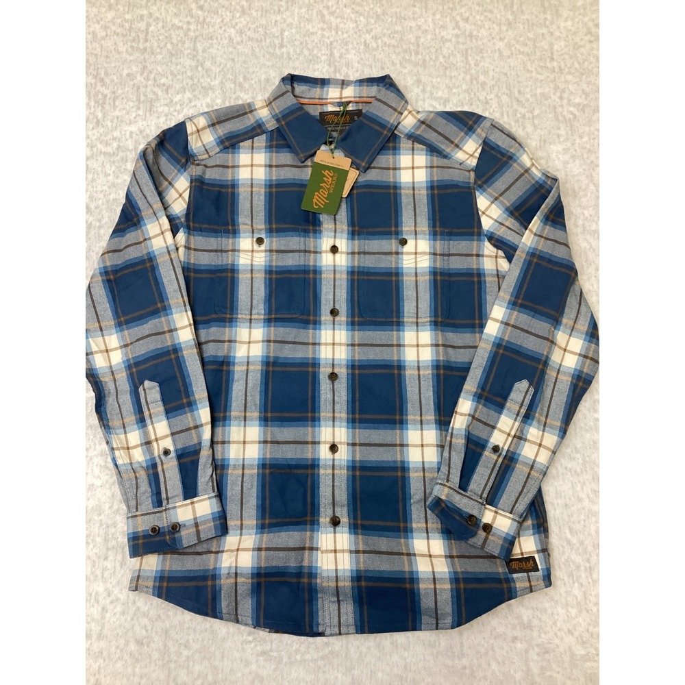 Marsh Wear Westerly Flannel Shirt Mens Small Teal Blue Plaid MWW2020 NWT